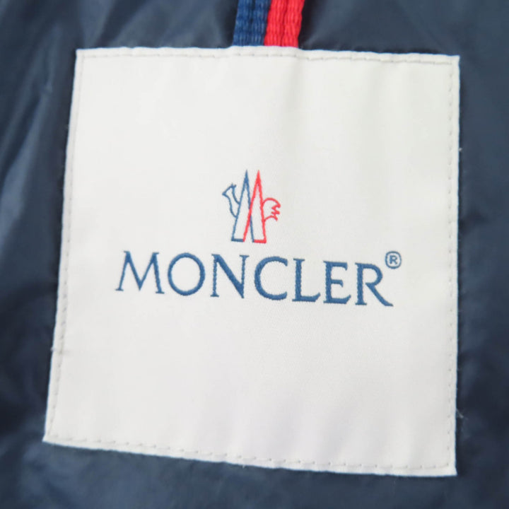Great MONCLER down coat HERMINE Logo patch and hood Navy Nylon Women