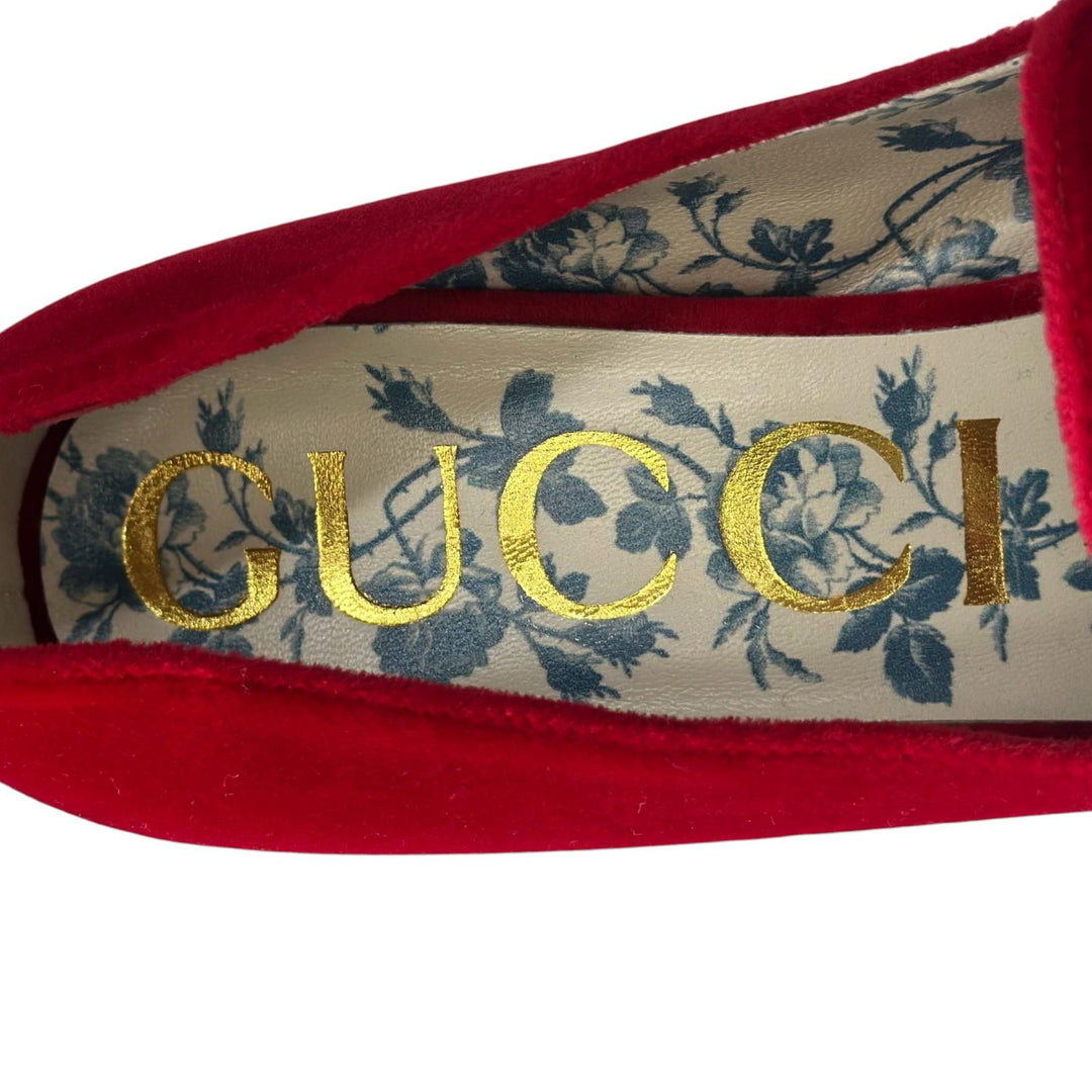 Pristine GUCCI pumps Double G GG Marmont Red velvet Women 39 526465