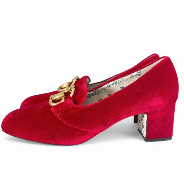 Pristine GUCCI pumps Double G GG Marmont Red velvet Women 39 526465