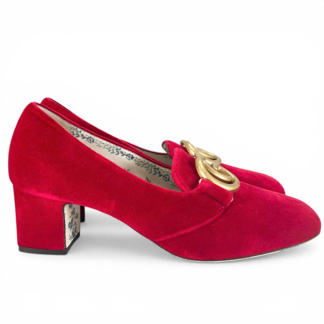 Pristine GUCCI pumps Double G GG Marmont Red velvet Women 39 526465