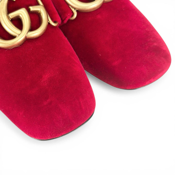 Pristine GUCCI pumps Double G GG Marmont Red velvet Women 39 526465