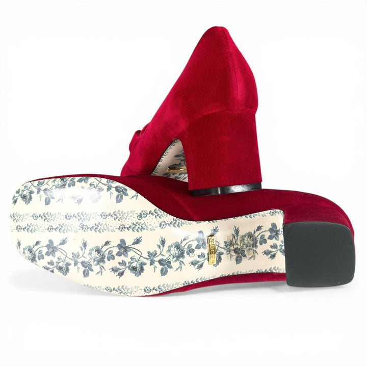 Pristine GUCCI pumps Double G GG Marmont Red velvet Women 39 526465