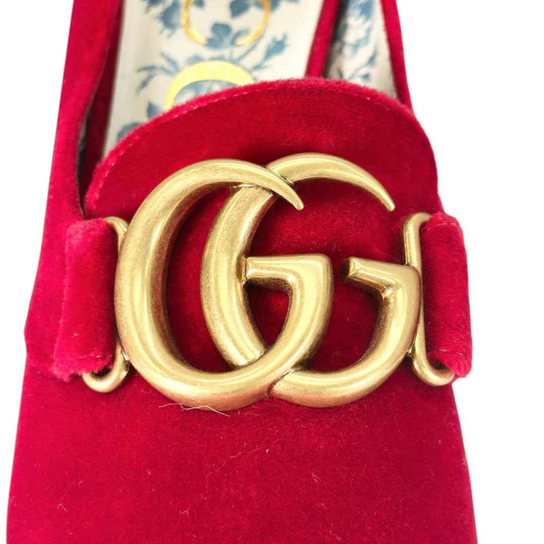 Pristine GUCCI pumps Double G GG Marmont Red velvet Women 39 526465
