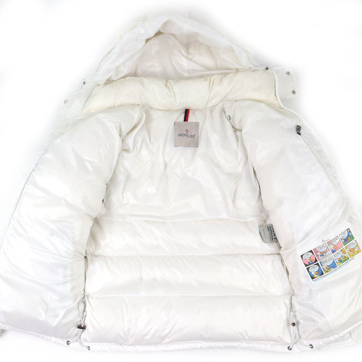 Very Good MONCLER Down jacket MAYA Logo patch, hooded, zip-up jacket white 1