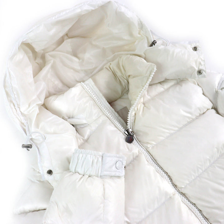Very Good MONCLER Down jacket MAYA Logo patch, hooded, zip-up jacket white 1