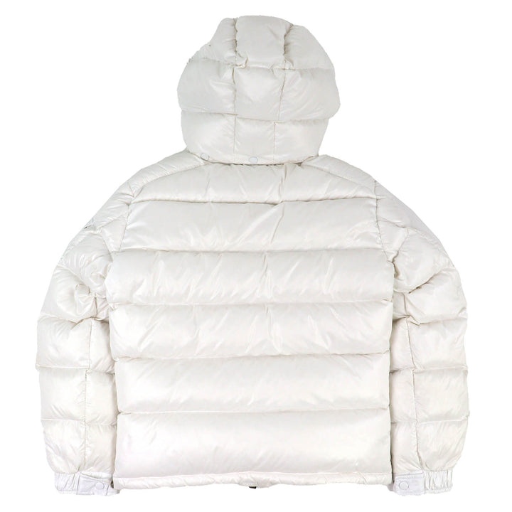 Very Good MONCLER Down jacket MAYA Logo patch, hooded, zip-up jacket white 1