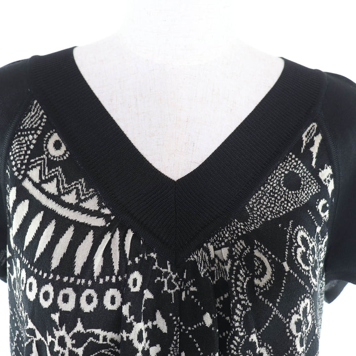 Great LEONARD FASHION one piece Floral print French sleeve silk knit 40 0337176