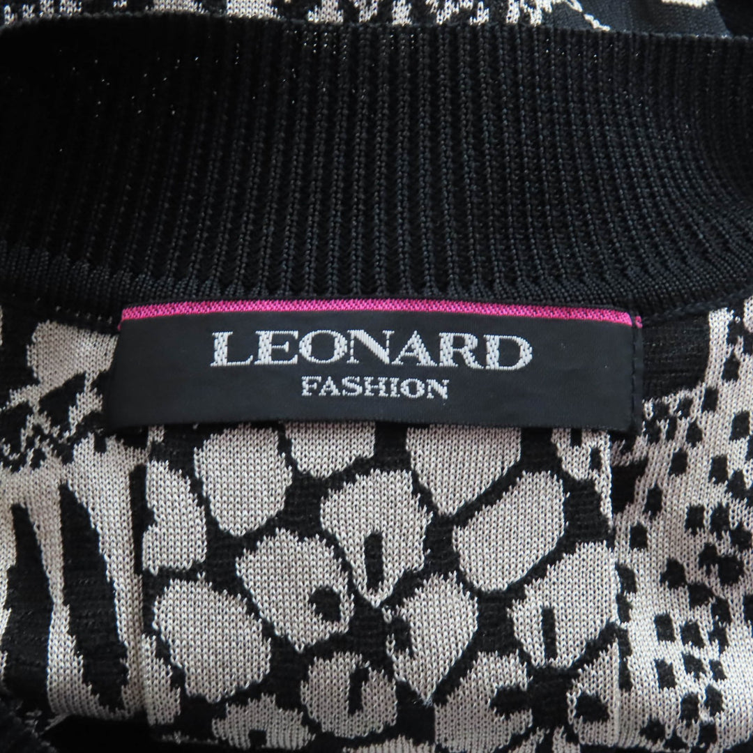 Great LEONARD FASHION one piece Floral print French sleeve silk knit 40 0337176