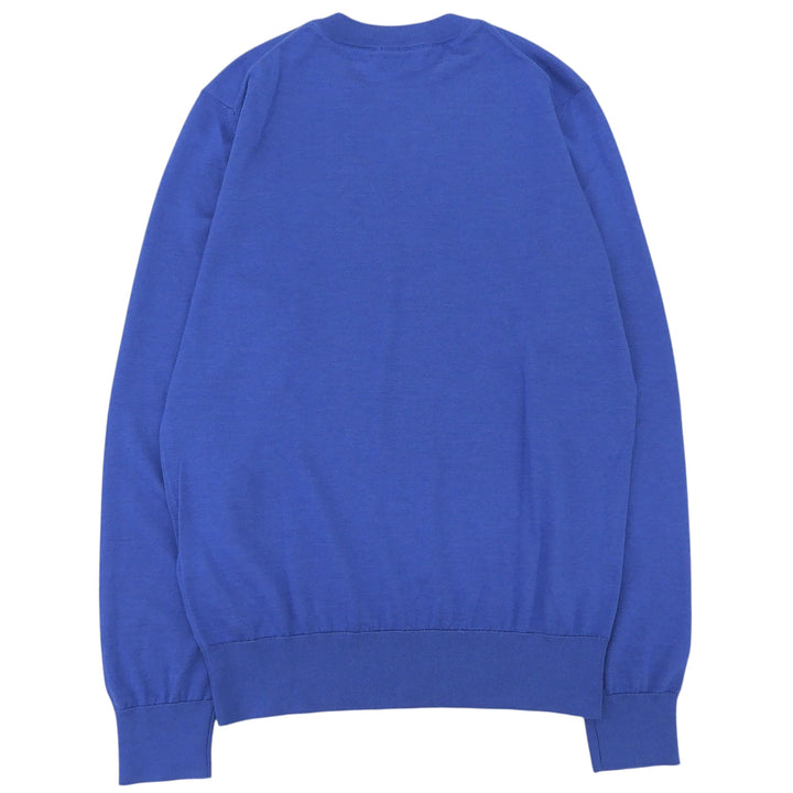 Excellent Brioni knit Logo Metal Crewneck Sweater blue cashmere mens 48