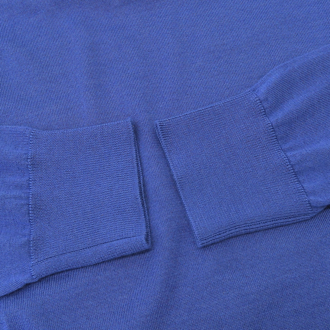 Excellent Brioni knit Logo Metal Crewneck Sweater blue cashmere mens 48