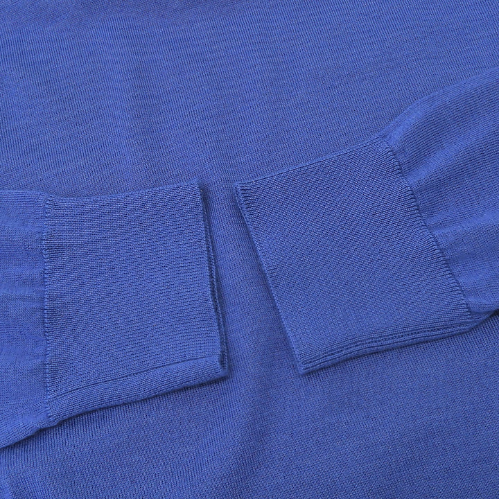 Excellent Brioni knit Logo Metal Crewneck Sweater blue cashmere mens 48