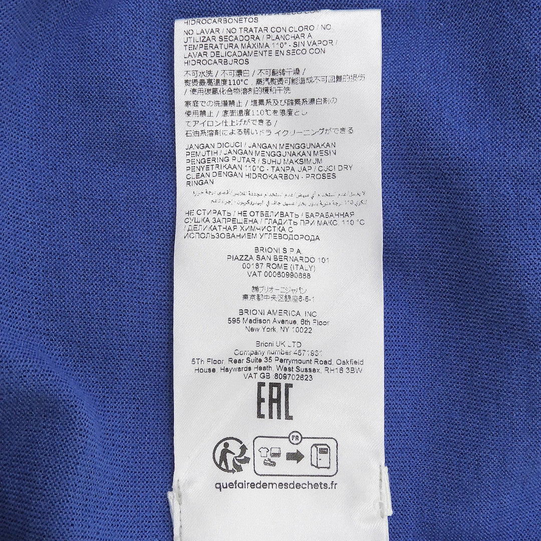 Excellent Brioni knit Logo Metal Crewneck Sweater blue cashmere mens 48