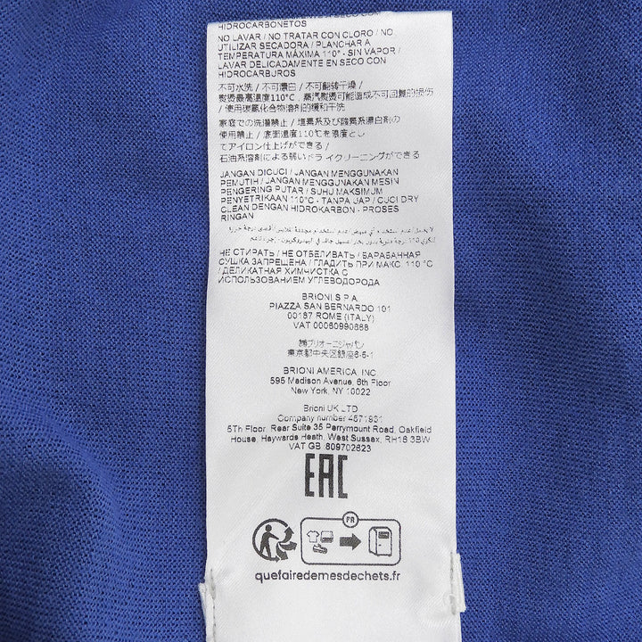 Excellent Brioni knit Logo Metal Crewneck Sweater blue cashmere mens 48