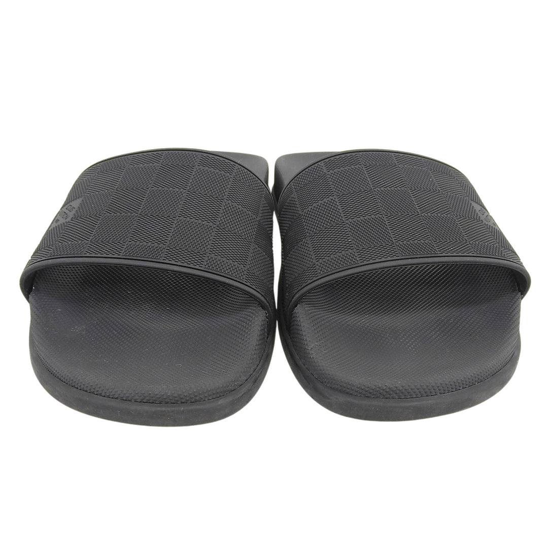 Great LOUIS VUITTON Sandals Waterfront Line Rubber Mules Damier black mens 7