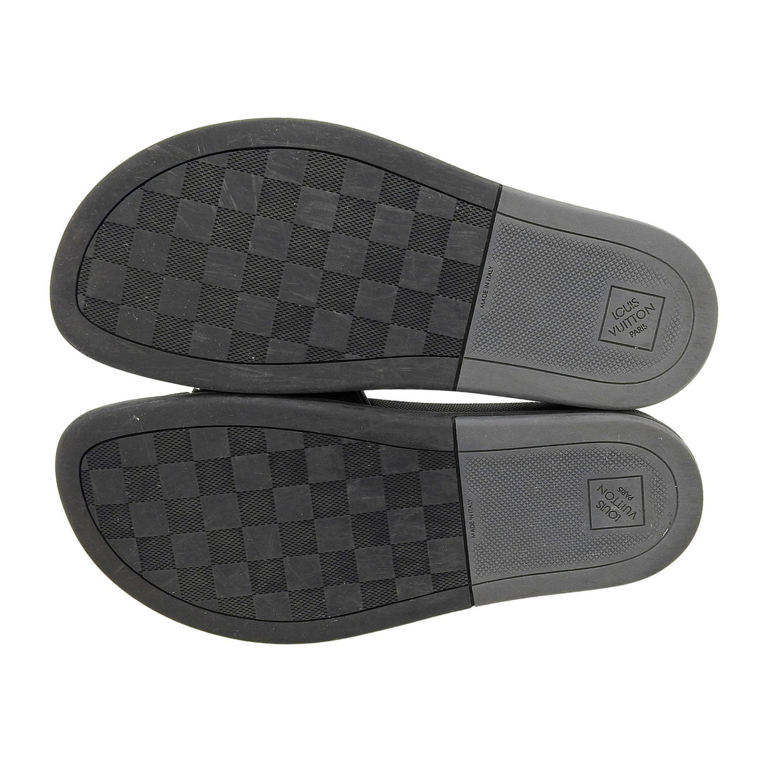 Great LOUIS VUITTON Sandals Waterfront Line Rubber Mules Damier black mens 7