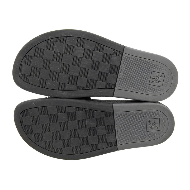 Great LOUIS VUITTON Sandals Waterfront Line Rubber Mules Damier black mens 7