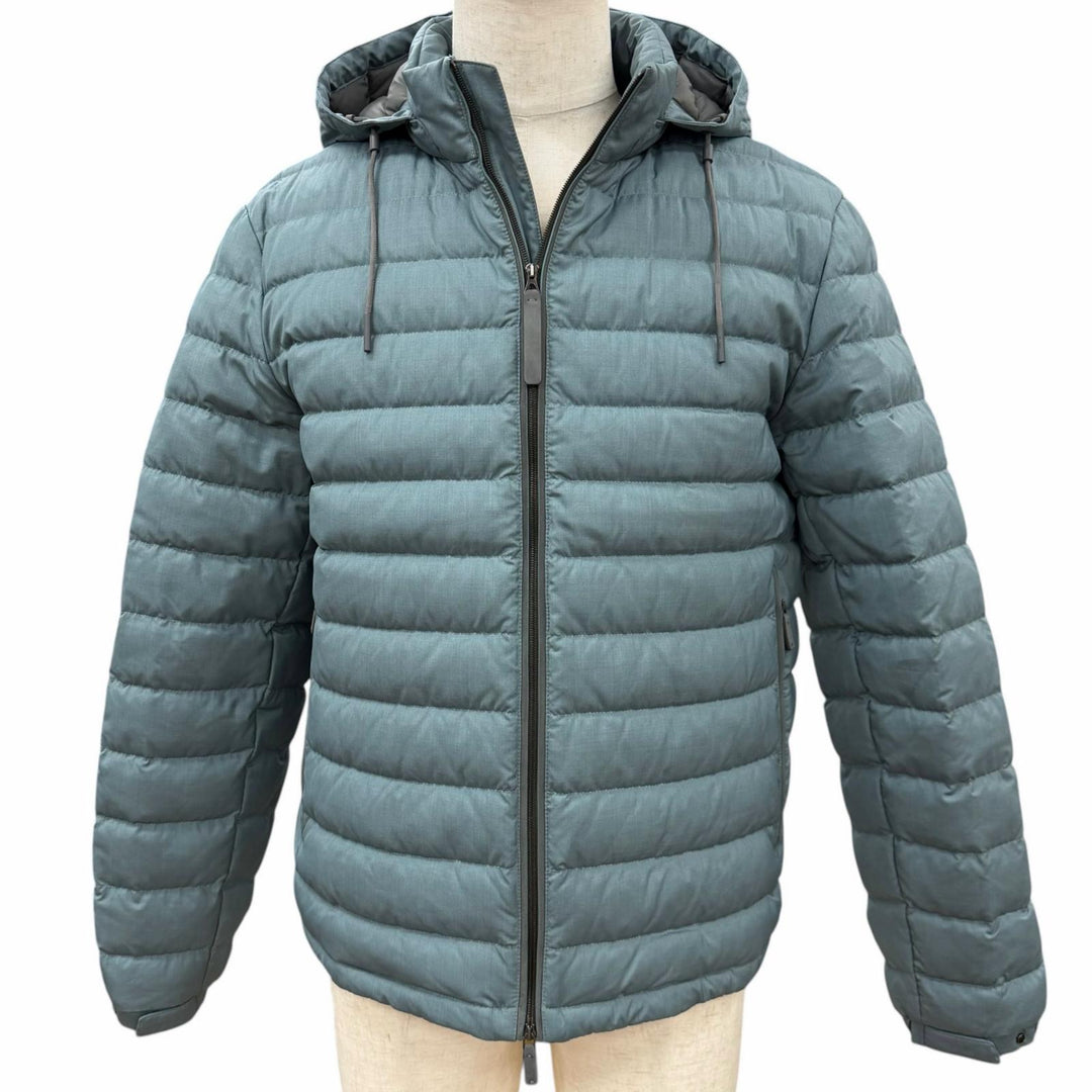 Excellent Zegna Down jacket LEGGERISSIMO Hooded double zip-up blue wool mens 48
