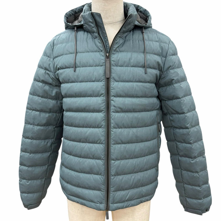 Excellent Zegna Down jacket LEGGERISSIMO Hooded double zip-up blue wool mens 48