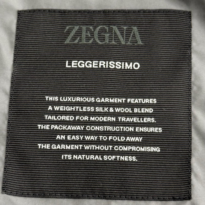 Excellent Zegna Down jacket LEGGERISSIMO Hooded double zip-up blue wool mens 48