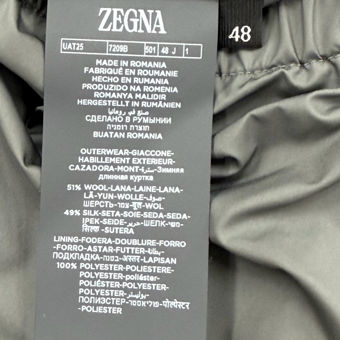 Excellent Zegna Down jacket LEGGERISSIMO Hooded double zip-up blue wool mens 48