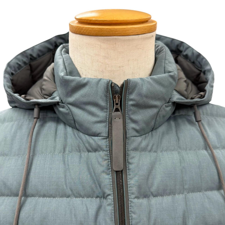Excellent Zegna Down jacket LEGGERISSIMO Hooded double zip-up blue wool mens 48