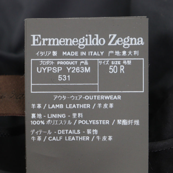 Excellent Ermenegildo Zegna Jacket Lamb leather blouson black mens 50