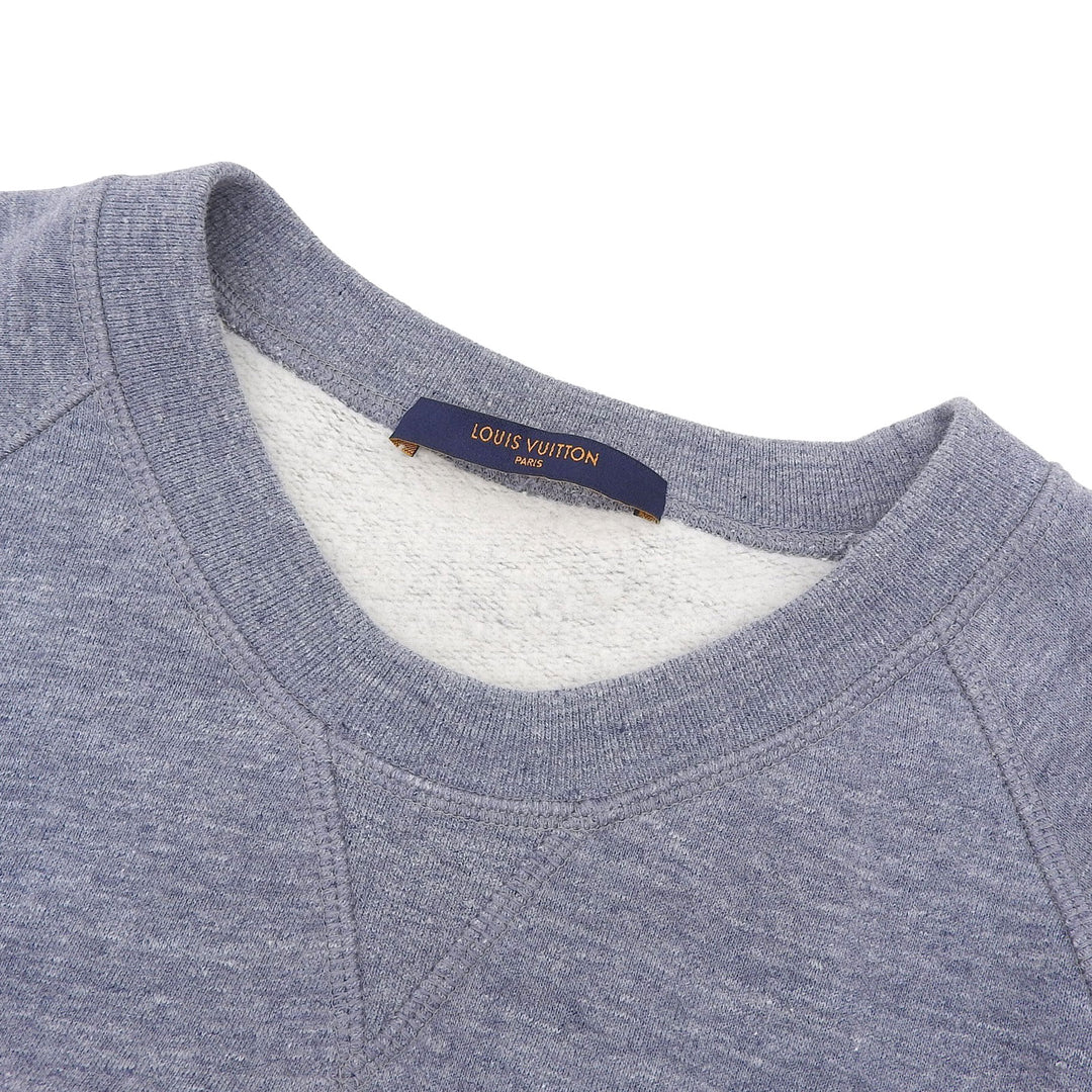 Excellent LOUIS VUITTON sweat Upside-down LV logo patch gray cotton mens XL