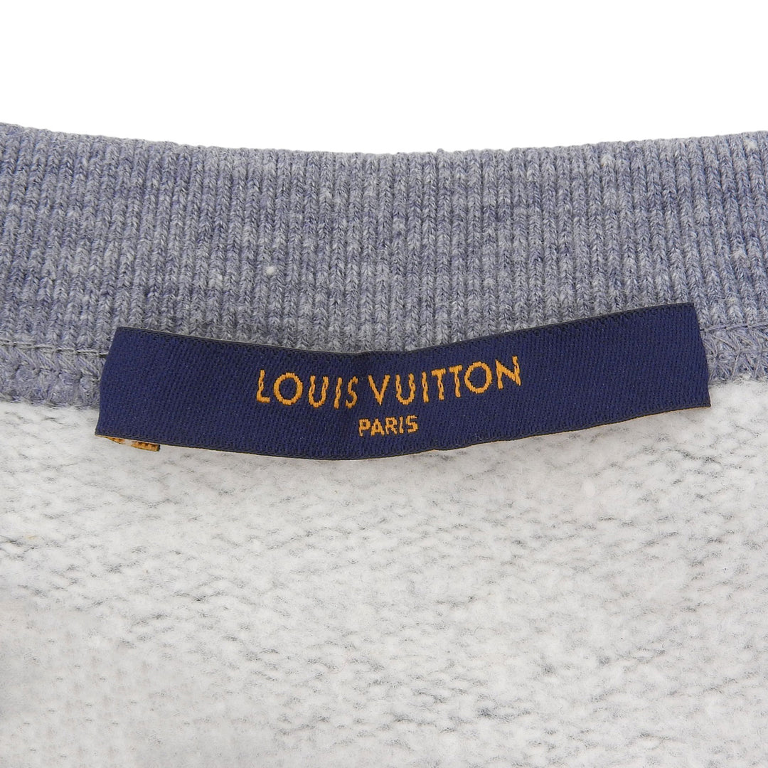Excellent LOUIS VUITTON sweat Upside-down LV logo patch gray cotton mens XL