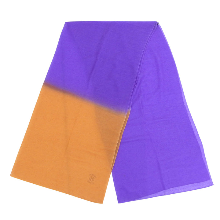 Great HERMES Stall Large Logo Shawl Orange cashmere Women