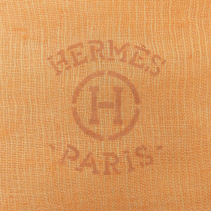Great HERMES Stall Large Logo Shawl Orange cashmere Women