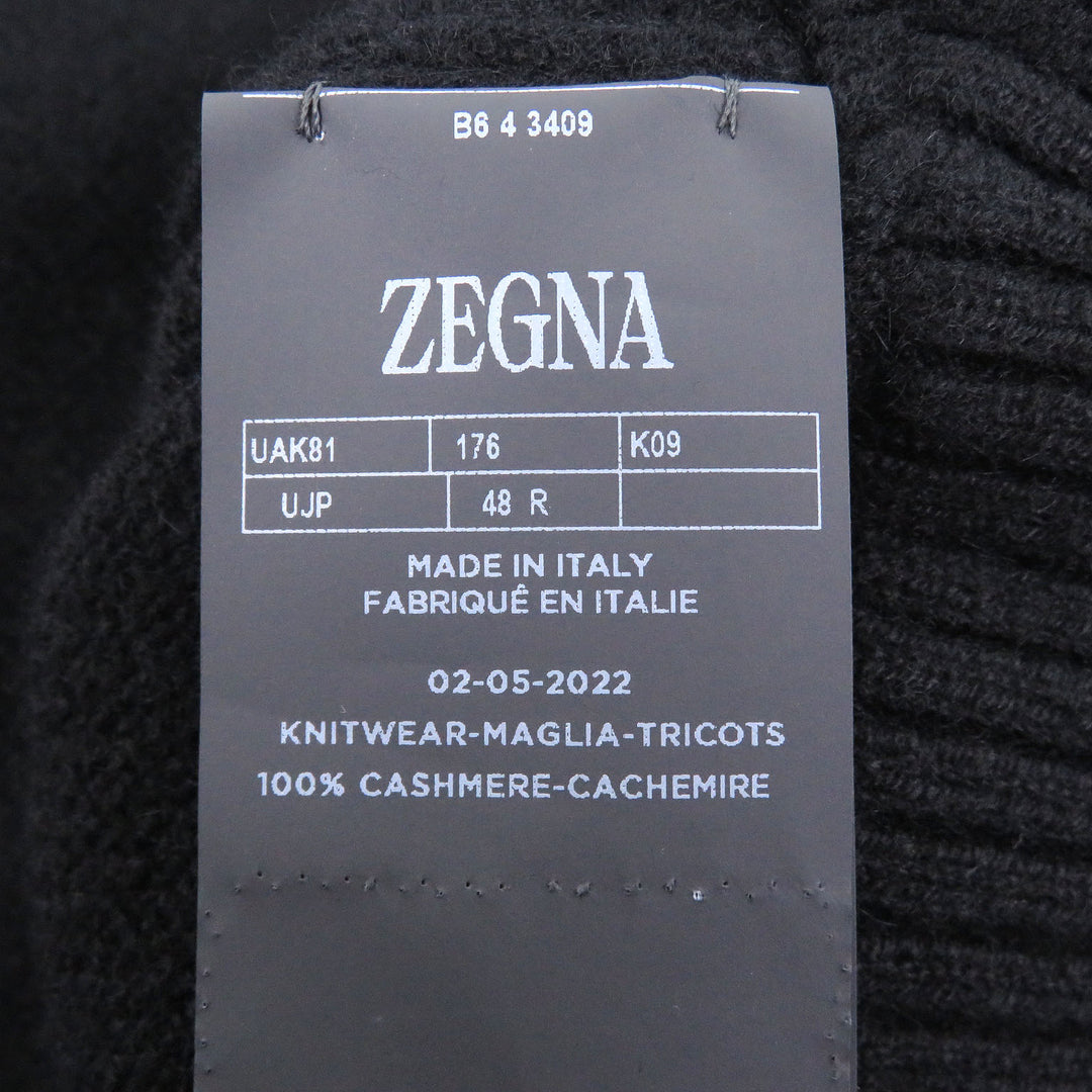 Excellent Zegna hoodie Oasi cashmere pullover knit black cashmere mens 48