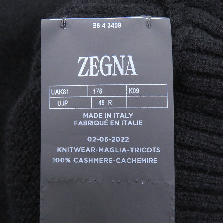 Excellent Zegna hoodie Oasi cashmere pullover knit black cashmere mens 48