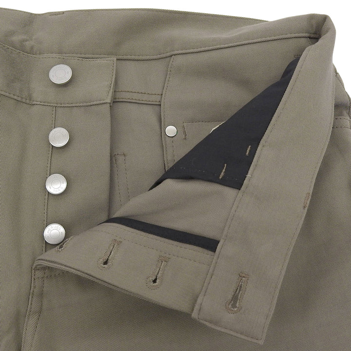 Great HERMES Pants Sellier buttons, leather patch, button fly. khaki mens 44