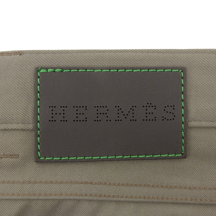 Great HERMES Pants Sellier buttons, leather patch, button fly. khaki mens 44