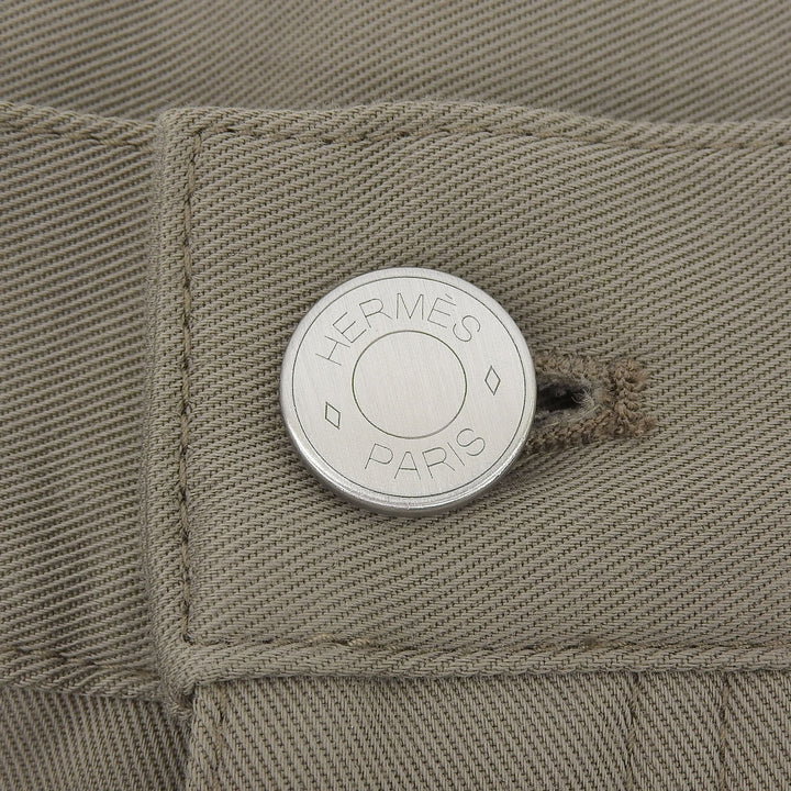 Great HERMES Pants Sellier buttons, leather patch, button fly. khaki mens 44