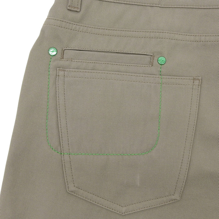 Great HERMES Pants Sellier buttons, leather patch, button fly. khaki mens 44