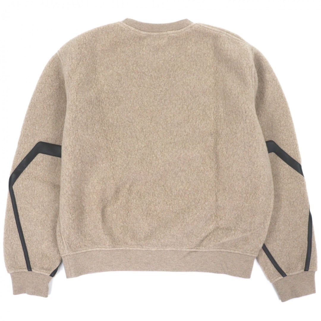 Excellent HERMES sweat Lambskin Leather Crew Neck Pullover beige wool mens M