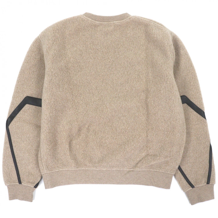 Excellent HERMES sweat Lambskin Leather Crew Neck Pullover beige wool mens M