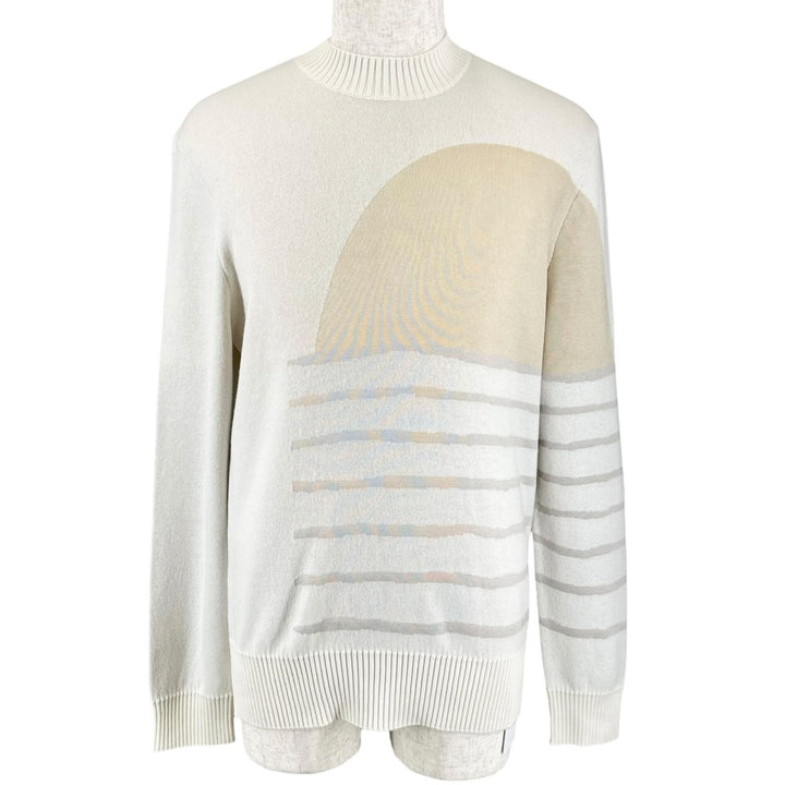 Excellent HERMES knit Sunset et soie Rib-knit crew neck sweater Ivory mens M