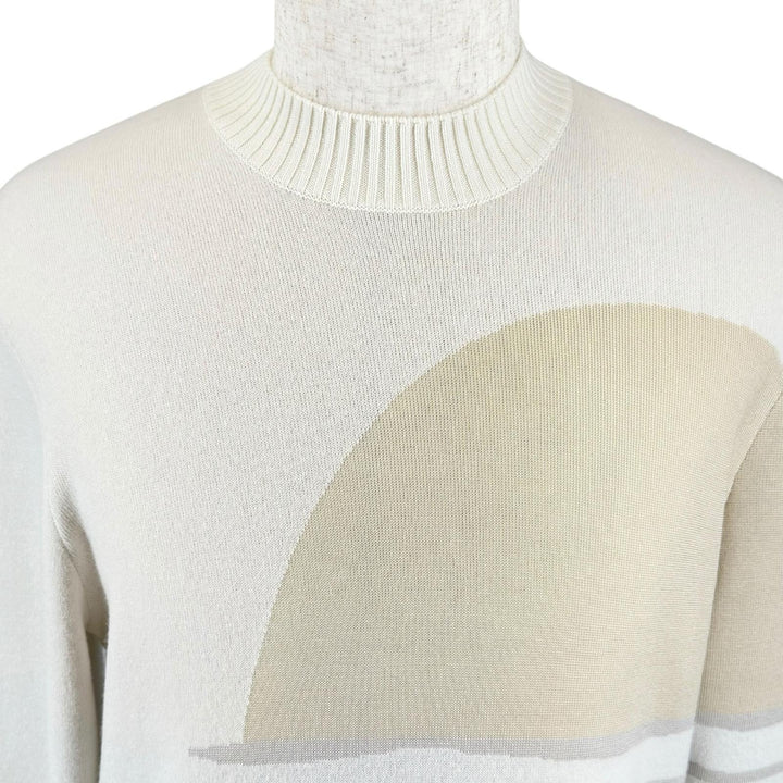 Excellent HERMES knit Sunset et soie Rib-knit crew neck sweater Ivory mens M