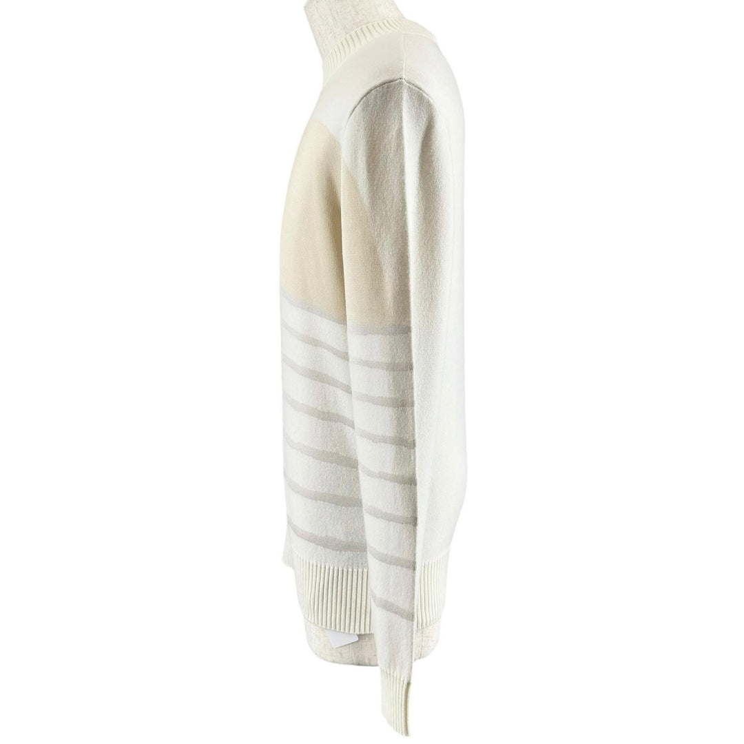 Excellent HERMES knit Sunset et soie Rib-knit crew neck sweater Ivory mens M