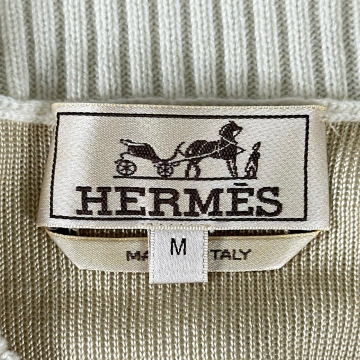 Excellent HERMES knit Sunset et soie Rib-knit crew neck sweater Ivory mens M