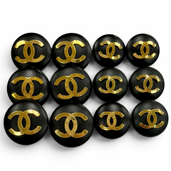 Great CHANEL button COCO Mark Buttons: 6 large, 6 small, total 12 black Women