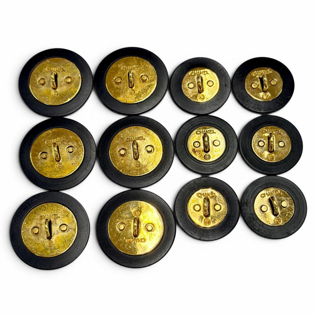 Great CHANEL button COCO Mark Buttons: 6 large, 6 small, total 12 black Women
