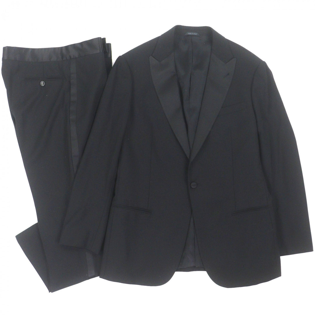 Excellent GIORGIO ARMANI two-piece set black Virgin wool mens 52