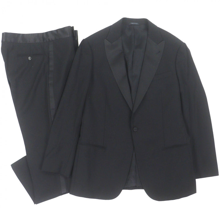 Excellent GIORGIO ARMANI two-piece set black Virgin wool mens 52