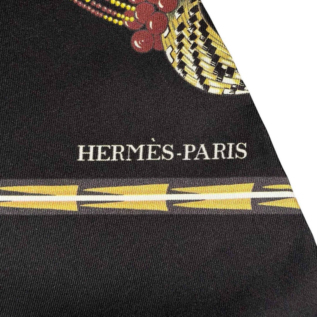Excellent HERMES scarf Carre Long Maxi Twilly Brazil black silk Women