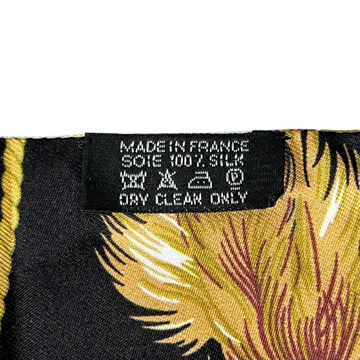 Excellent HERMES scarf Carre Long Maxi Twilly Brazil black silk Women