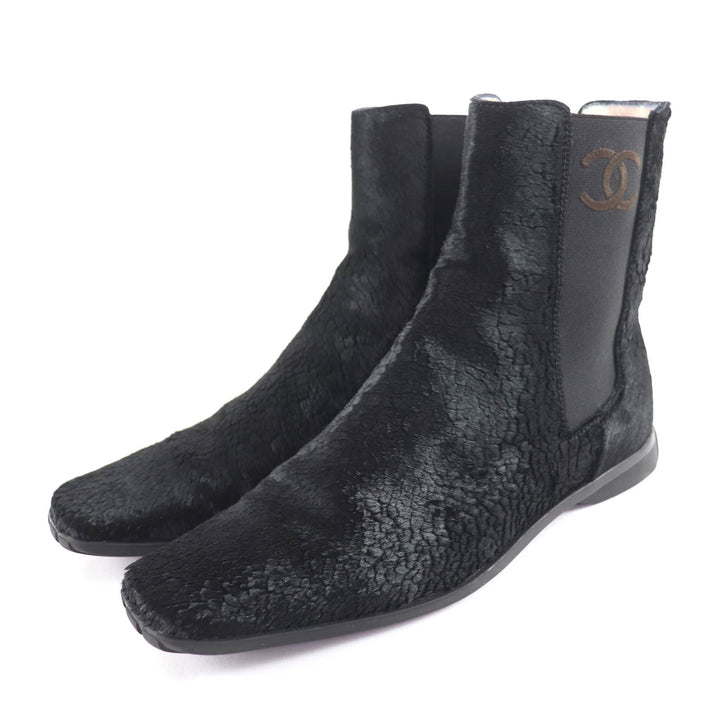 Excellent CHANEL Ankle boots black Harako Women 37