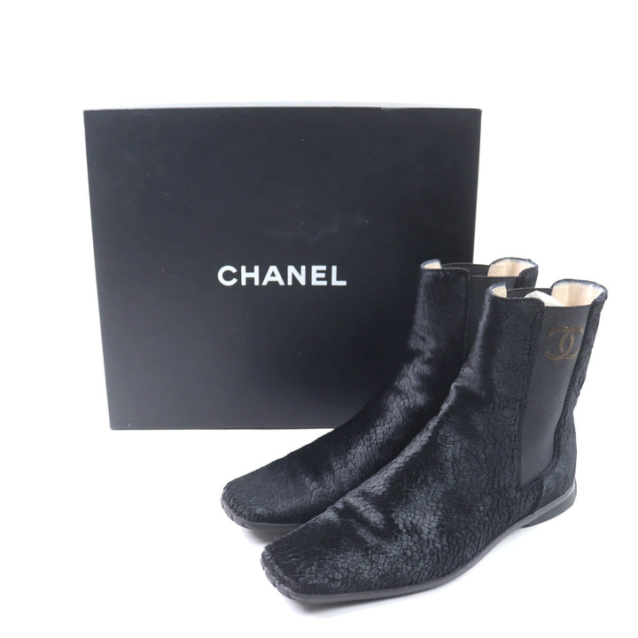 Excellent CHANEL Ankle boots black Harako Women 37